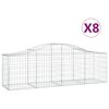 vidaXL arkveida gabiona grozi, 8 gb., 200x50x60/80 cm, cinkota dzelzs