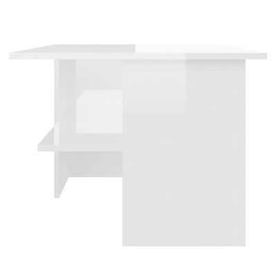 vidaXL kafijas galdiņš, 90x60x46,5 cm, spīdīgi balts, skaidu plāksne