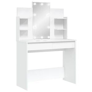 vidaXL spoguļgaldiņ&scaron; ar LED, balts, 96x40x142 cm