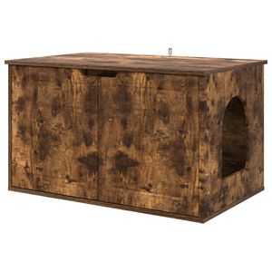 vidaXL Kaķu māja Dūmaka ozols 85 x 55 x 50,5 cm Inženierijas koks