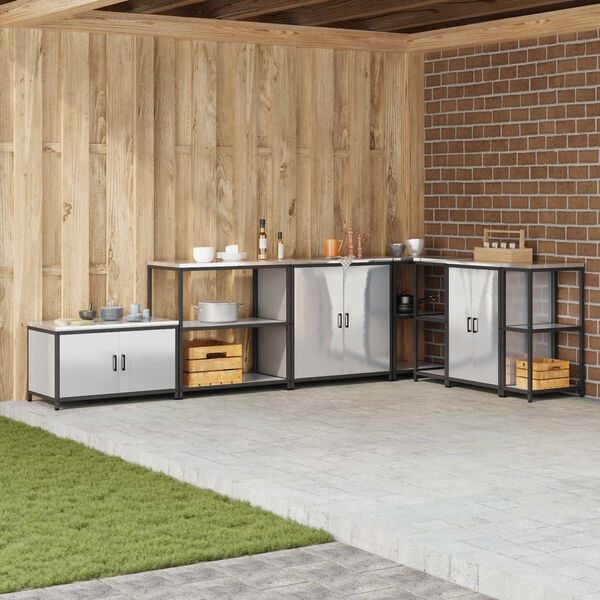 vidaXL Virtuves Uzglabā&scaron;ana ar plauktu Sudraba 60 x 50 x 92 cm Tērauds