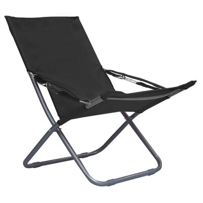 vidaXL salokāmi pludmales krēsli, 2 gab., melns audums