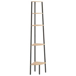 vidaXL 5 līmeņu stūra plaukts, gai&scaron;i brūns, melns, 45,5x31,5x180 cm
