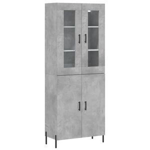 vidaXL augstais skapis, pelēks, 69,5x34x180 cm, inženierijas koks