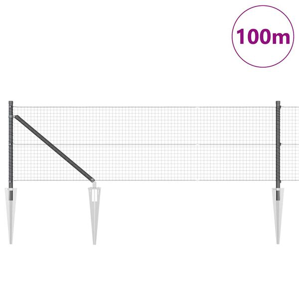 vidaXL Žoga āķis Pelēka 100 x 0,8 m (25 x 25 mm acu) Tērauds un PVC