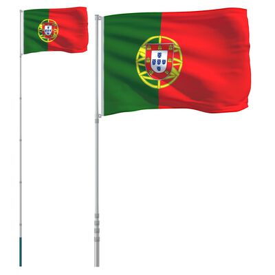 vidaXL Portugāles karogs un masts, 5,55 m, alumīnijs