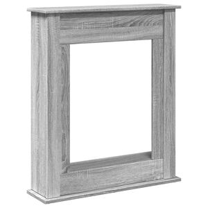 vidaXL kamīna apmale, pelēka koka, 75x20x87,5 cm, konstruēts koks