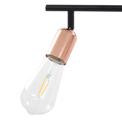 vidaXL lampa ar 4 kvēlspuldzēm, 2 W, melna un vara krāsa, 60 cm, E27