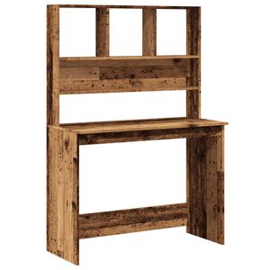 vidaXL rakstāmgalds ar plauktiem, veca koka, 102x45x148 cm, koks