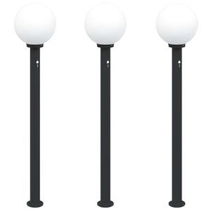 vidaXL stabveida gaismekļi ar sensoru, 3 gab., 120 cm, melni, IP44