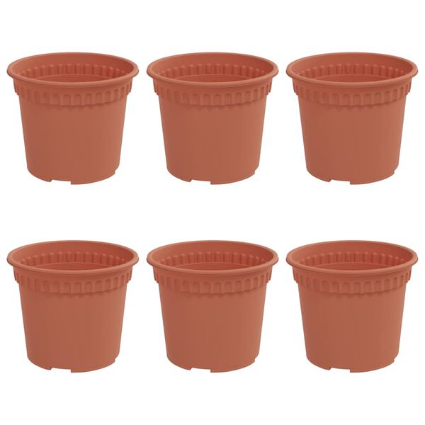 vidaXL Apaļais puķu pods 6 pcs Ķieģeļu sarkans &Oslash; 12,5 x 10 cm