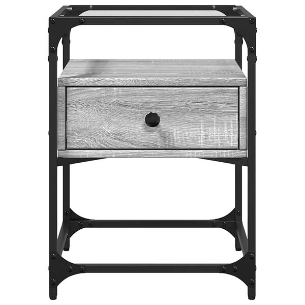 vidaXL naktsskapī&scaron;i, 2 gab., pelēcīgi, 40x40x55 cm, inženierijas koks