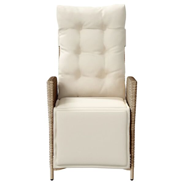 vidaXL atgāžams dārza krēsls ar kāju balstu, bēša PE rotangpalma