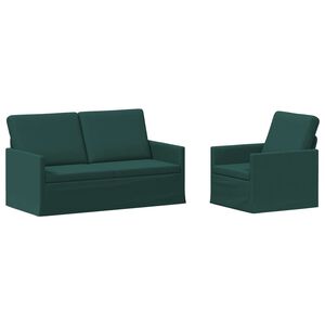 vidaXL Dīvānu komplekts 2 pcs Tum&scaron;i zaļ&scaron; Audums