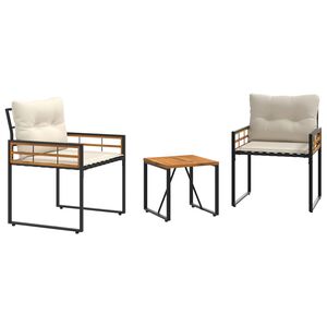 vidaXL Āra mēbeļu komplekts ar spilvenu 3 pcs Krēmkrāsa