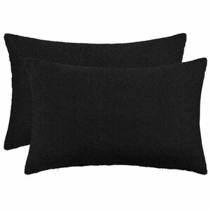 vidaXL Spilvenu pārvalks 2 gab. HEERLEN Melns 30 x 50 cm Boucl&eacute;