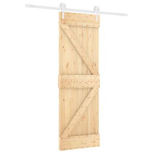 vidaXL Slīdo&scaron;ās durvis Dabisks un balts 70 x 210 cm Cieta priedes koks
