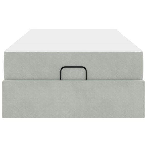 vidaXL Gultas rāmis ar matraci ar matraci 2 pcs Gaiši pelēka Samts