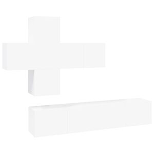 vidaXL 7-daļīgs TV skapī&scaron;u komplekts, inženierijas koks, balts
