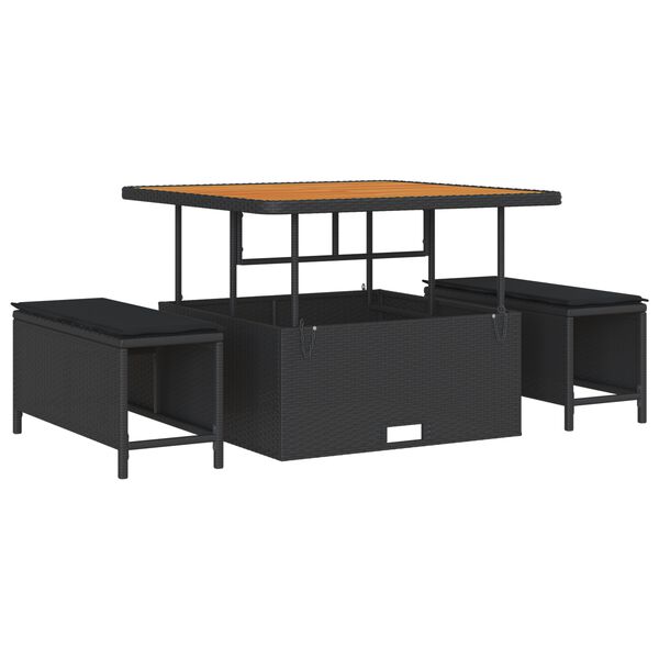 vidaXL Dārza dīvānu komplekts ar spilvenu 8 pcs Melna