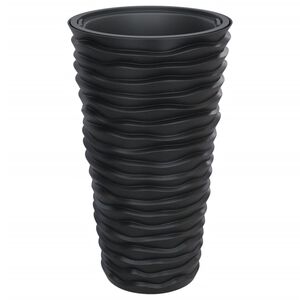 vidaXL puķu kaste ar izņemamu ieliktni, pelēka, 8/22L, PP, rievota