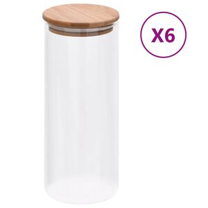 vidaXL uzglabā&scaron;anas burkas ar bambusa vāku, 6 gab., 1000 ml