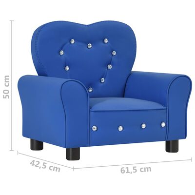 vidaXL bērnu dīvāns, zila mākslīgā āda