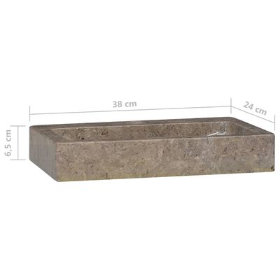 vidaXL sienas izlietne, pelēka, 38x24x6,5 cm, marmors