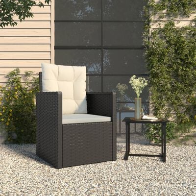 vidaXL dārza atpūtas krēsls ar matračiem, melns, PE rotangpalma