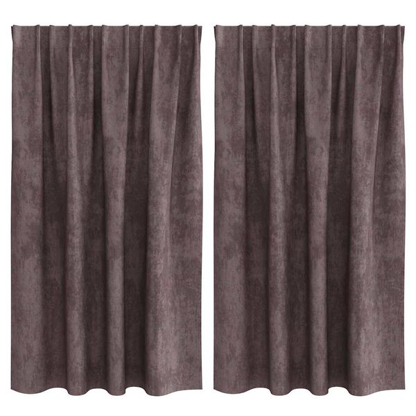 vidaXL Samta aizkari ar aizkariem 2 pcs Brūna 140 x 140 cm Samts