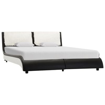vidaXL gultas rāmis ar LED, melna un balta mākslīgā āda, 120x200 cm