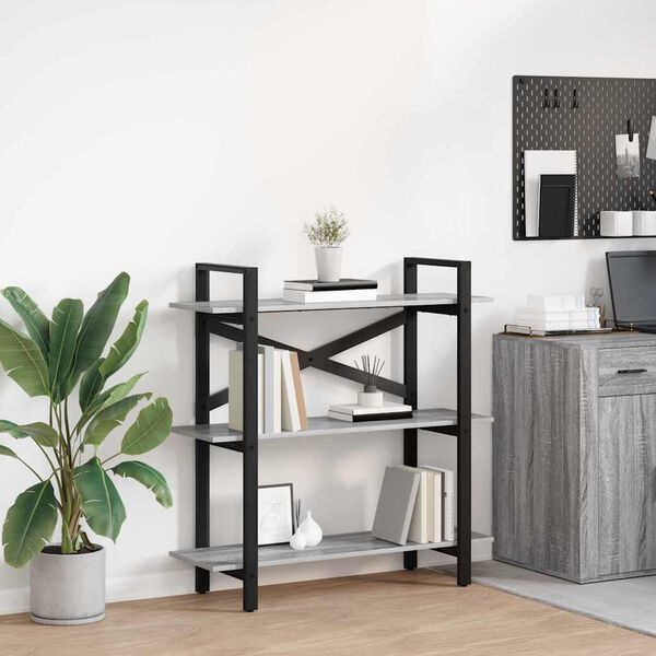 vidaXL Grāmatu plaukts Pelēks Sonoma 100 x 33,5 x 102 cm