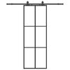 vidaXL bīdāmās durvis ar stiprinājumiem, melns, stikls, 76x205 cm