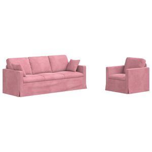 vidaXL Dīvānu komplekts 2 pcs Rozā 198 x 78 x 80 cm Samts