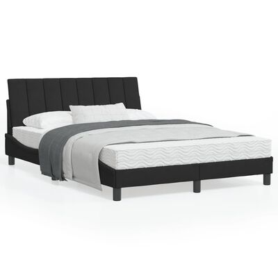 vidaXL gultas rāmis ar LED, melns, 140x190 cm, samts