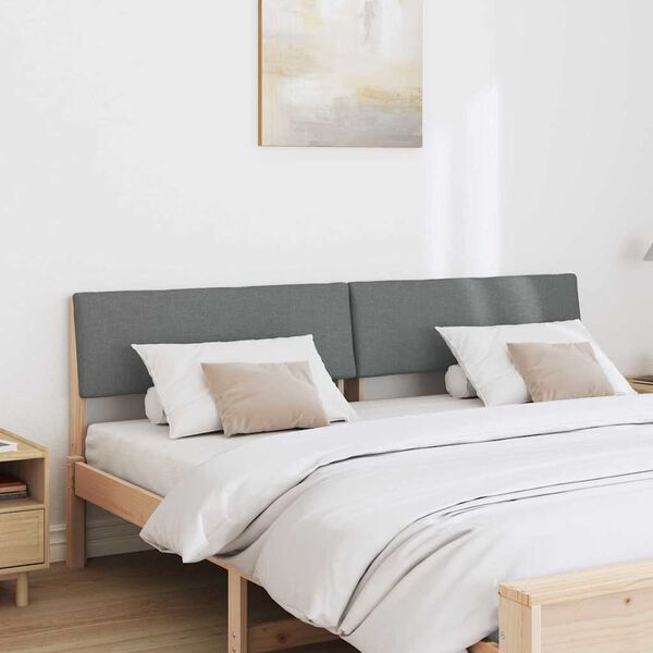vidaXL Mīkstināts gultas galvgalis Tum&scaron;i pelēks 200 cm