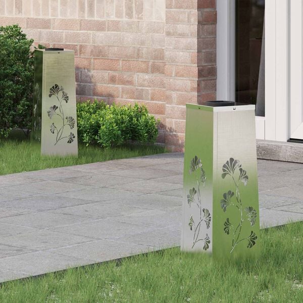 vidaXL Saules LED ceļa gaisma 2 pcs Nerūsējo&scaron;s tērauds