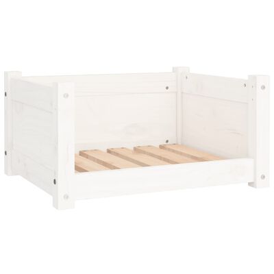 vidaXL suņu gulta, balta, 55,5x45,5x28 cm, priedes masīvkoks