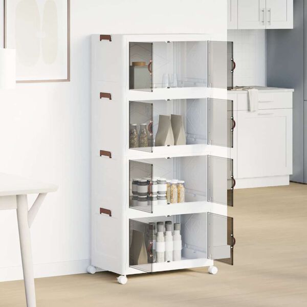 vidaXL Glabā&scaron;anas kaste ar riteņiem 4 līmeņu, 75 L, 64x40x141,5 cm