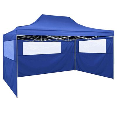 vidaXL telts, 3x4,5 m, 3 sienas, saliekama, zila