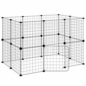 vidaXL 20 paneļu mājdzīvnieku būris\, melns, 105x70x70 cm, tērauds