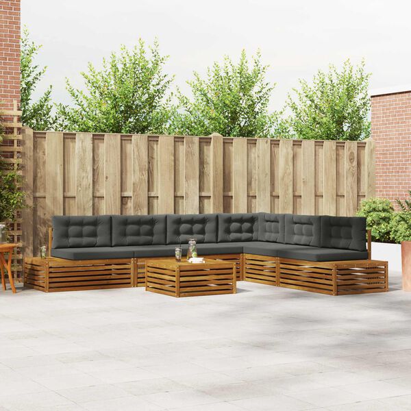 vidaXL Āra dīvānu komplekts ar spilvenu 7 Gabals Dabisks un antracīts