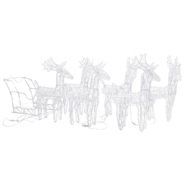 vidaXL Ziemassvētku dekorācija, ziemeļbrieži un kamanas, 320 LED
