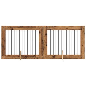 vidaXL Suņu vārti ar statīviem 2 pcs Vecs koks 100 x 80 cm