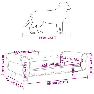 vidaXL gulta suņiem, brūna, 95x55x30 cm, mākslīgā āda