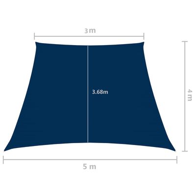 vidaXL saulessargs, 4/5x3 m, trapeces forma, zils oksforda audums