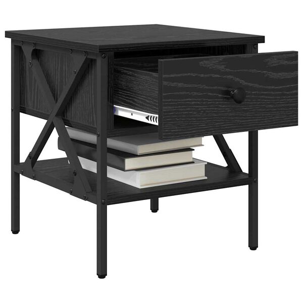 vidaXL Naktsgaldiņ&scaron; ar atvilktni Melns ozols 40 x 42 x 45 cm