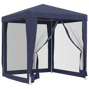 vidaXL svinību telts, ar 4 sieta sienām, 2x2 m, zila, HDPE