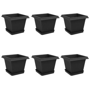 vidaXL Augu podi 6 pcs Melna 20 x 20 x 16 cm Plastmasa
