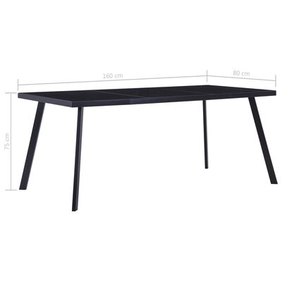 vidaXL virtuves galds, melns, 160x80x75 cm, rūdīts stikls
